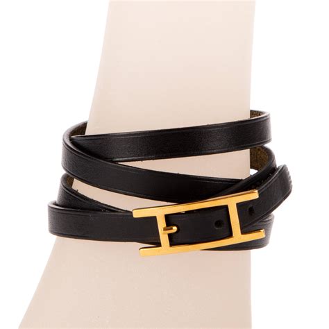 hermes bracelet cuir hapi|Hermes black leather bracelet.